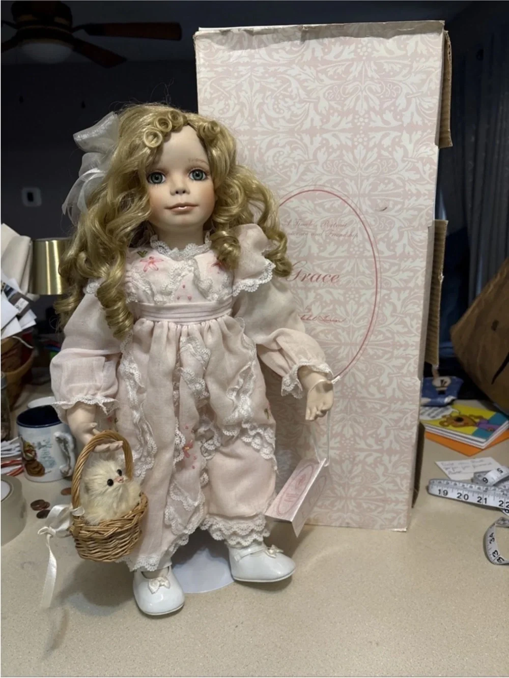 Vintage Virginia Turner “Grace”  Hamilton Collection Porcelain Doll With Kitty